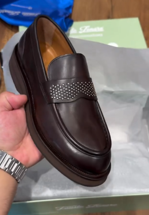 Brown soft leather loafers