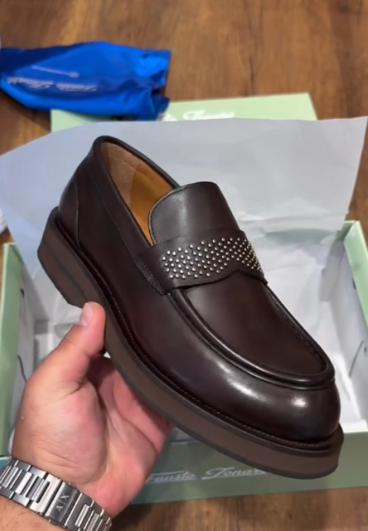Brown soft leather loafers