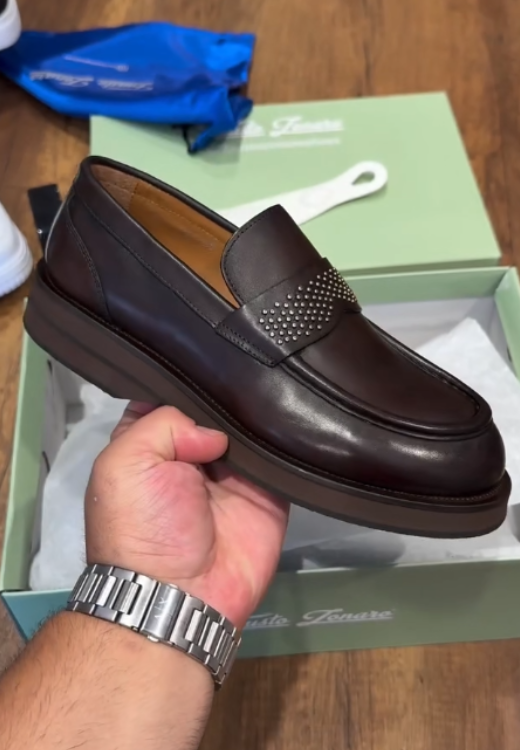 Brown soft leather loafers
