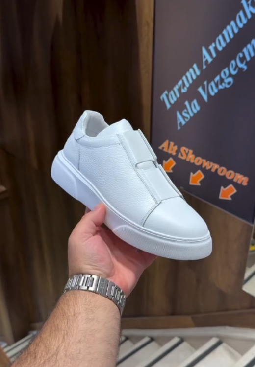 White elastic belt comfortable leisure shoes