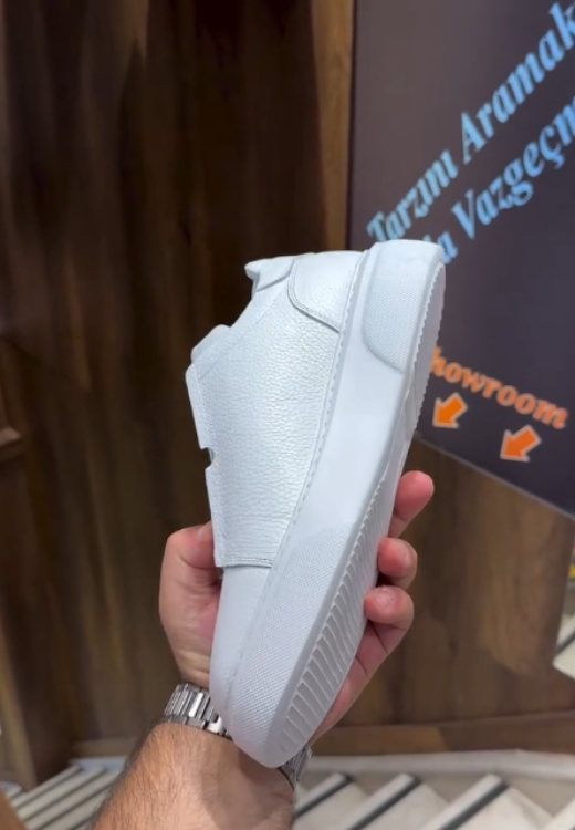 White elastic belt comfortable leisure shoes