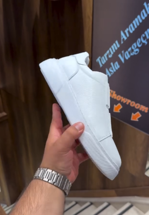 White elastic belt comfortable leisure shoes