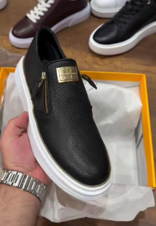 Black high quality leather zipper pedal