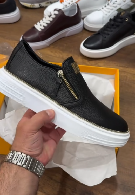 Black high quality leather zipper pedal