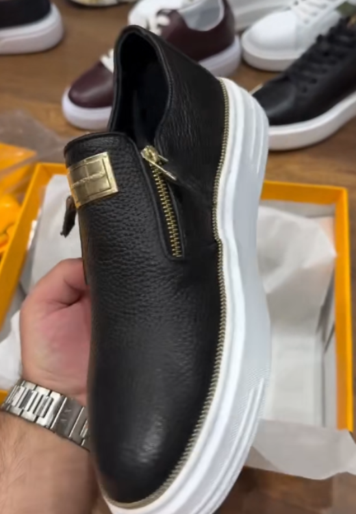 Black high quality leather zipper pedal