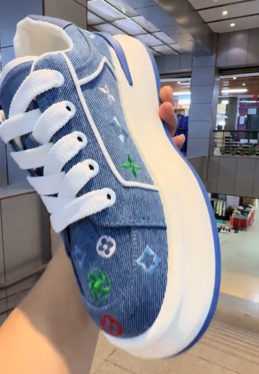Blue embroidered heighten leisure shoes