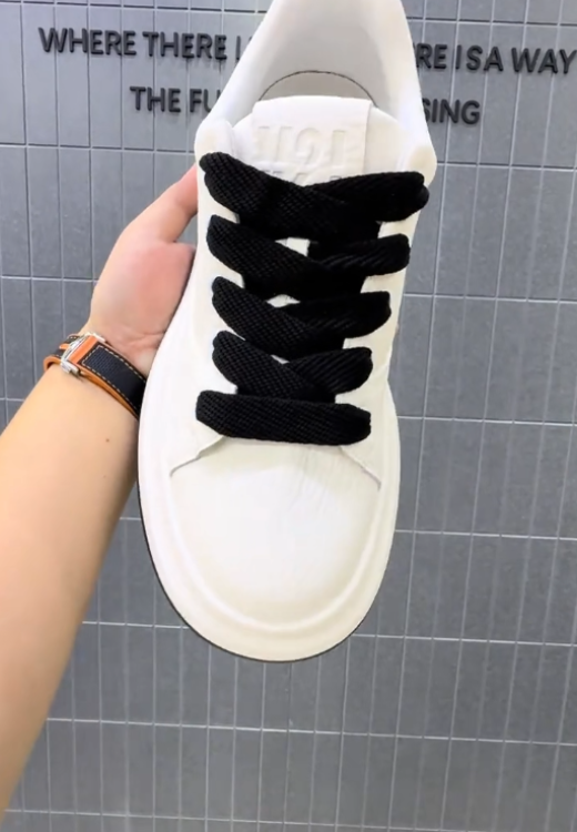 White heighten printed letter sneaker