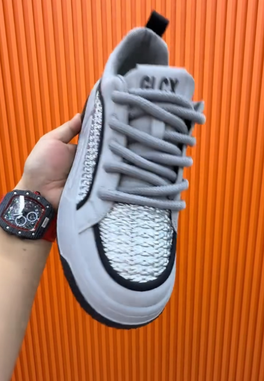 Grey corded pattern sports shoes