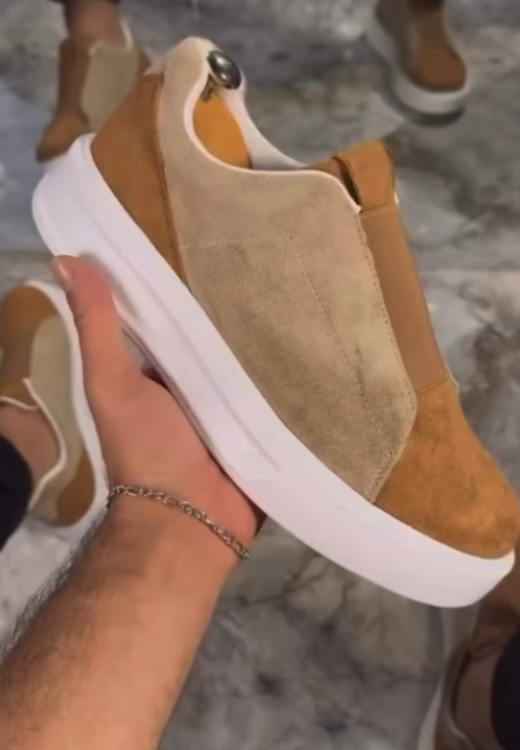 Brown suede shoeless casual shoes