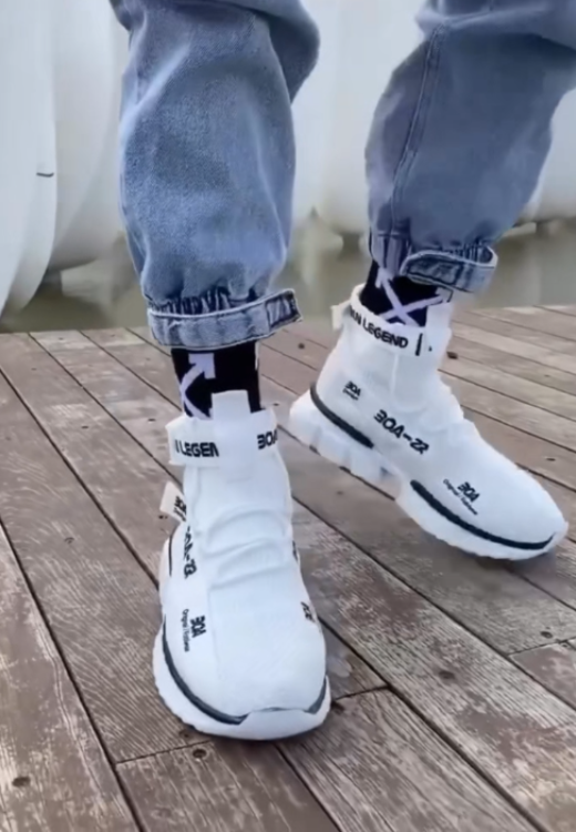 White mesh top breathable unique design casual shoes