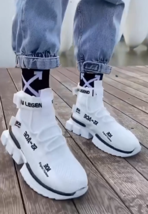 White mesh top breathable unique design casual shoes