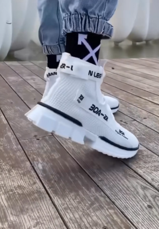 White mesh top breathable unique design casual shoes
