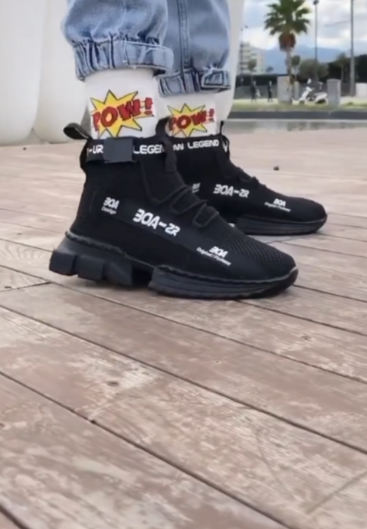 Black mesh top breathable unique design casual shoes