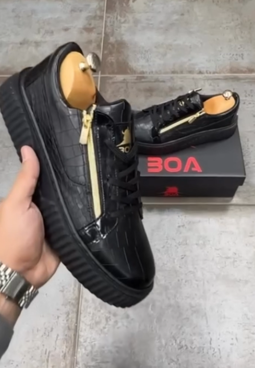 Men's golden zipper high-quality waterproof casual shoes