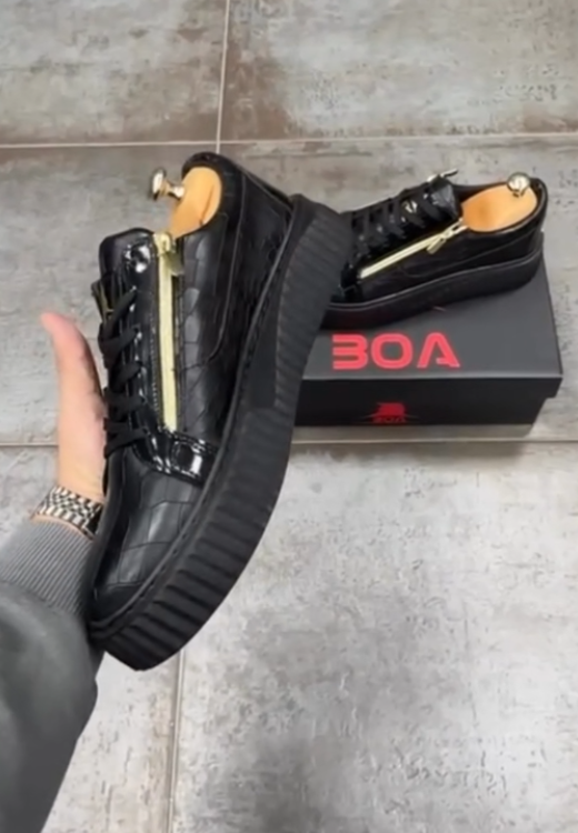 Men's golden zipper high-quality waterproof casual shoes