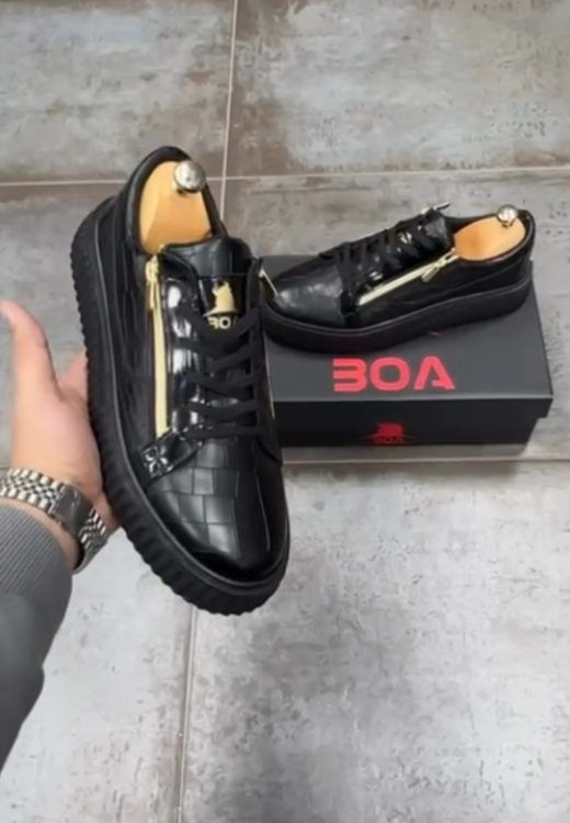 Men's golden zipper high-quality waterproof casual shoes