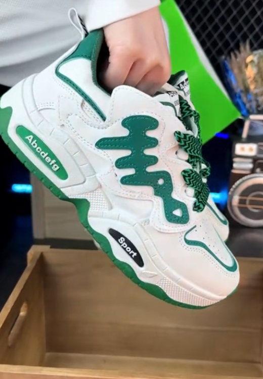 Men's green letter heightening sneakers