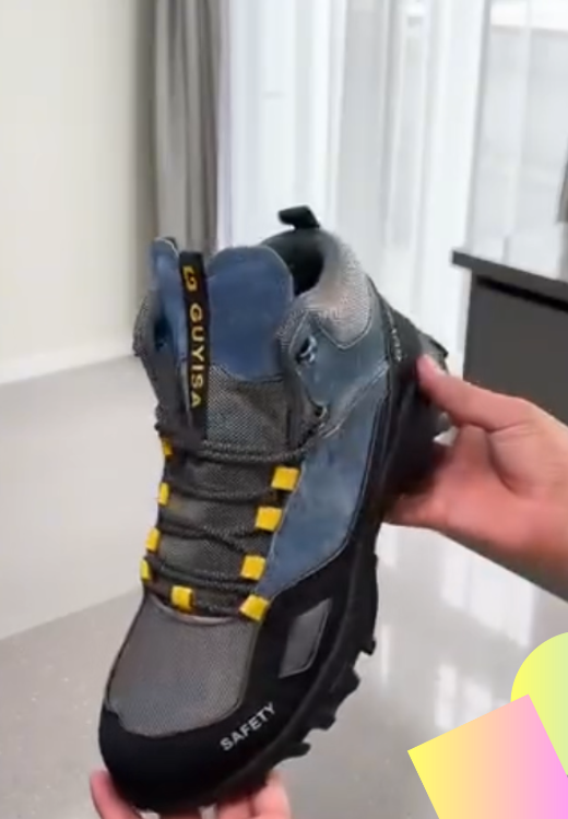 Men's black and blue color matching safety shoes