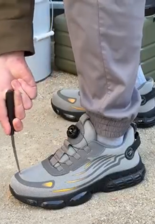 Men's grey knob air cushion safety shoes