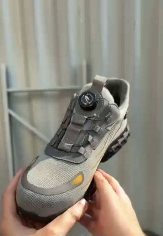 Men's grey knob air cushion safety shoes