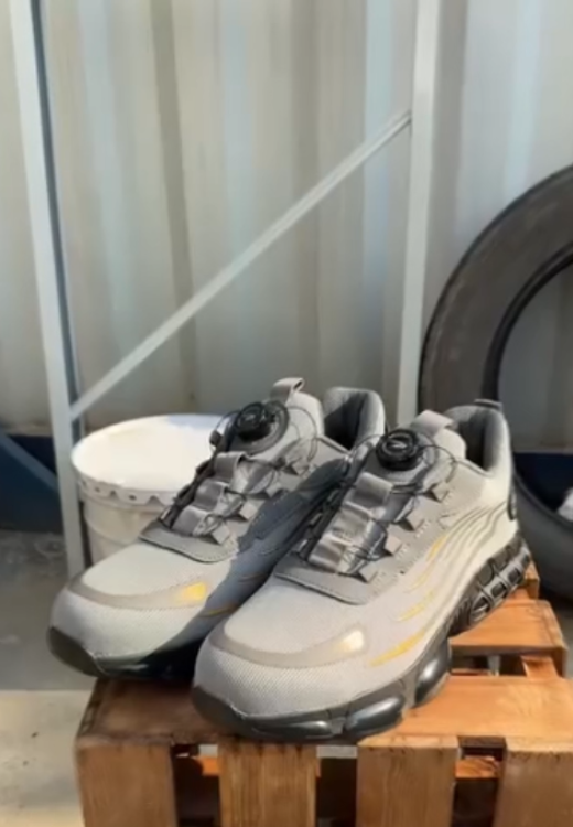 Men's grey knob air cushion safety shoes