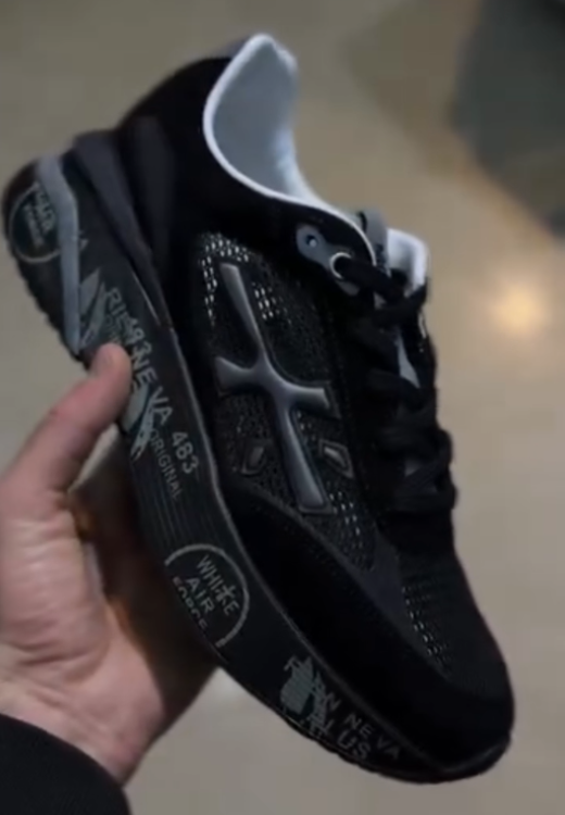 Men's black mesh printed casual sports shoes