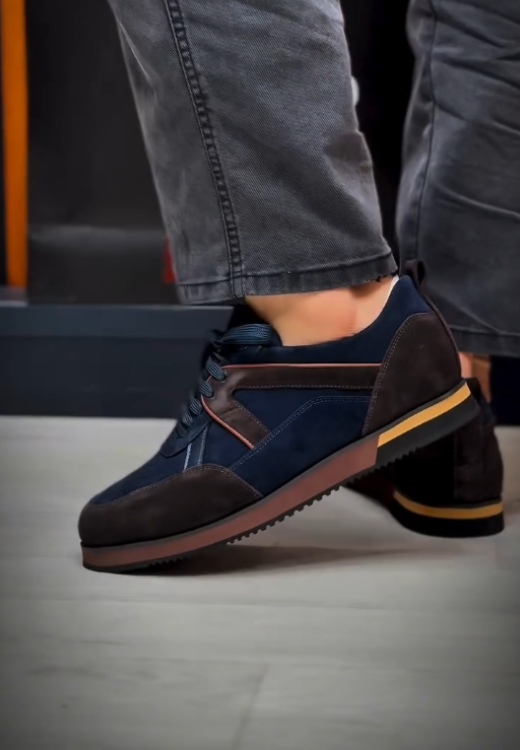 Men's blue-brown stitching casual shoes