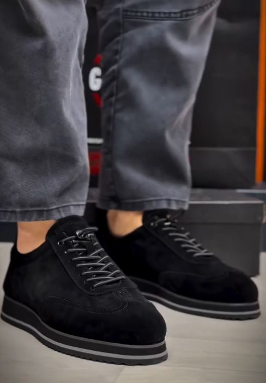 Men's black serrated non-slip casual shoes