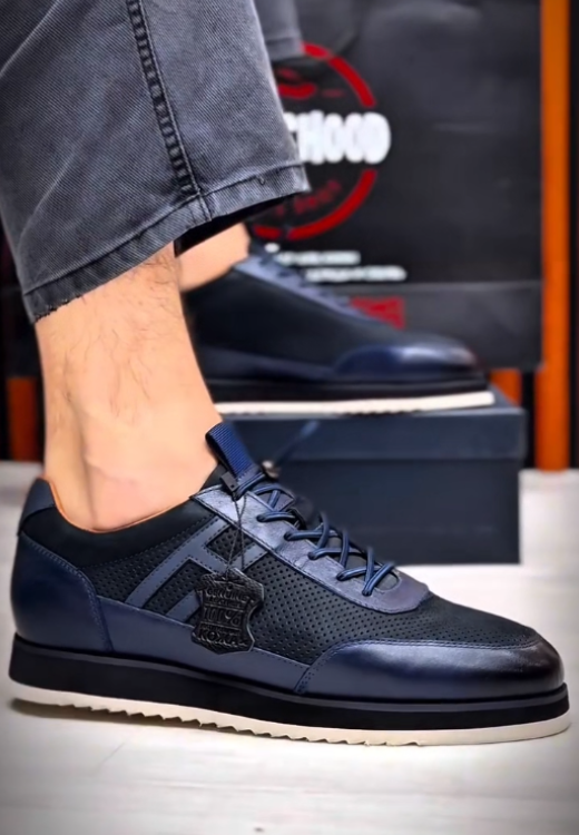Blue blowhole breathable H casual shoes