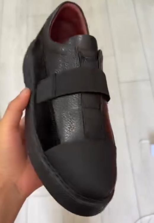 Men's hook and loop suede split leather casual shoes