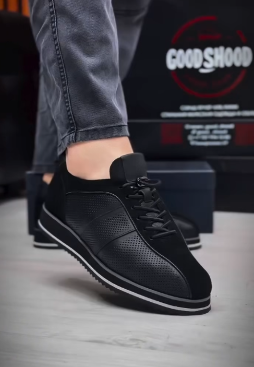 Men's mesh breathable black casual shoes