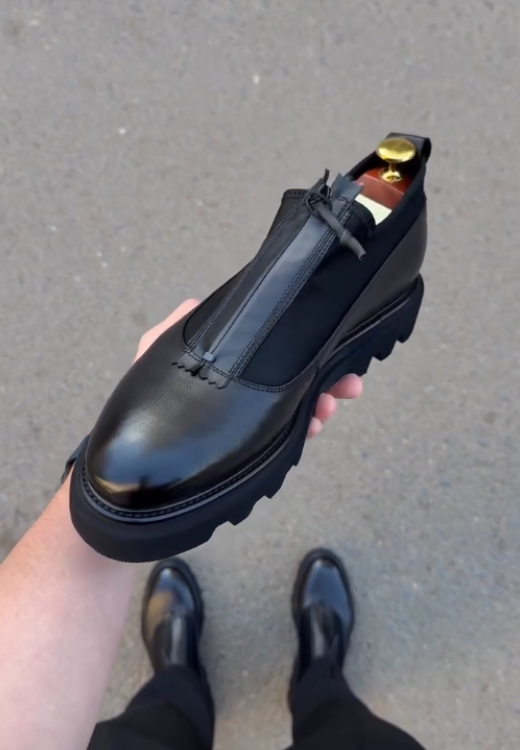 Men's high-quality zipper leather casual shoes