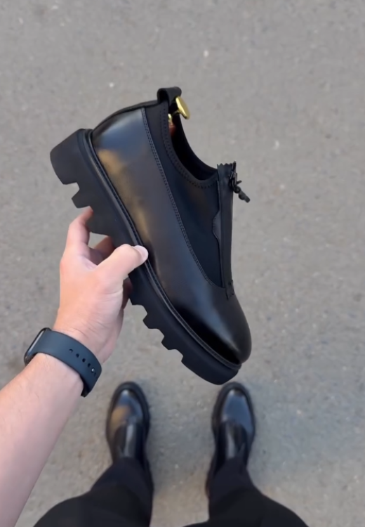 Men's high-quality zipper leather casual shoes