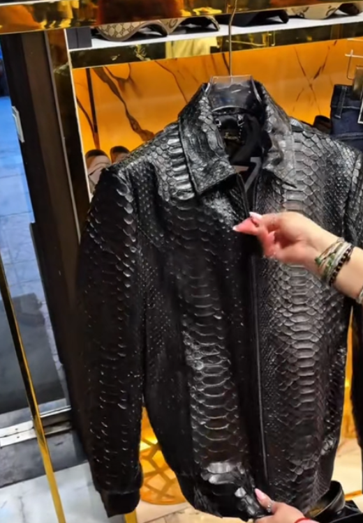 Python leather jacket