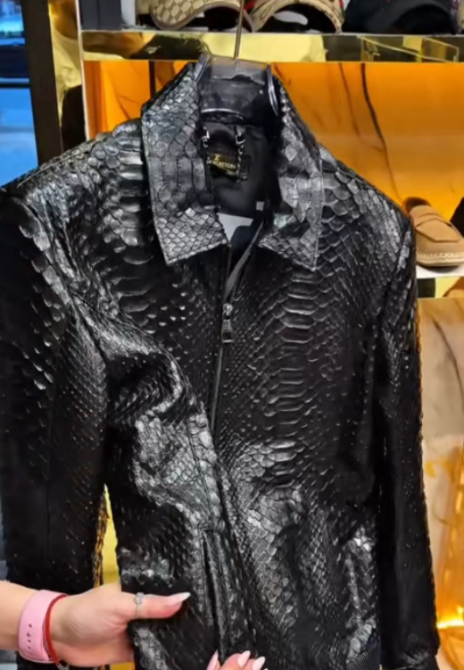 Python leather jacket