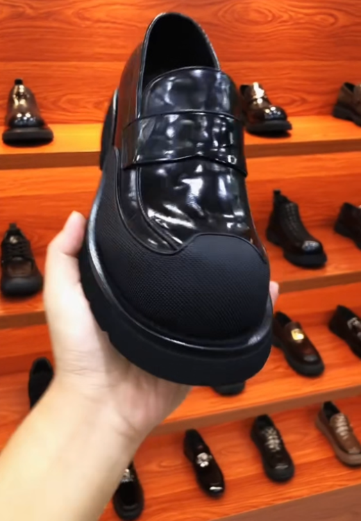 Men's round-headed stitching fashion casual leather shoes
