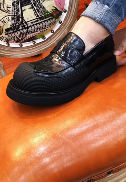 Men's round-headed stitching fashion casual leather shoes