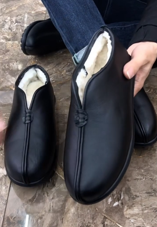 Men's casual warm soft leather shoes