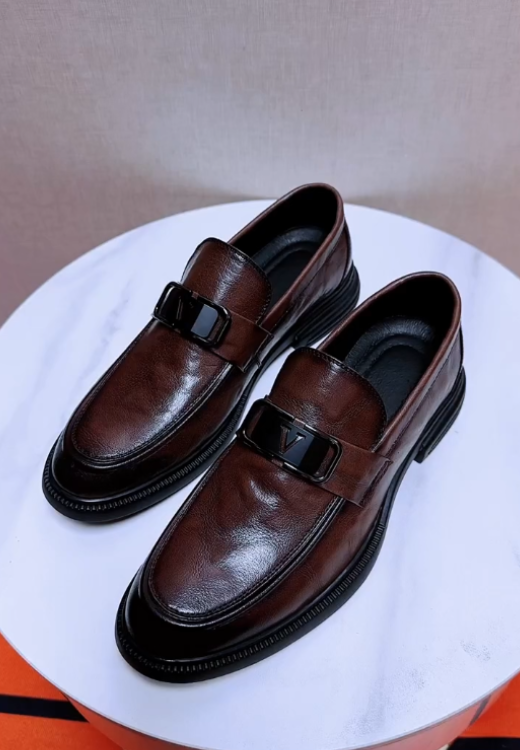 Classic elegant reddish brown casual leather shoes