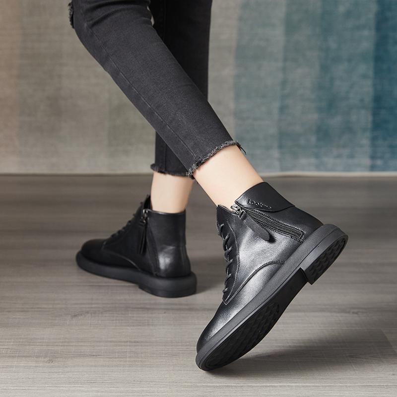 Comfort Leather Soft Sole Zipper Boots