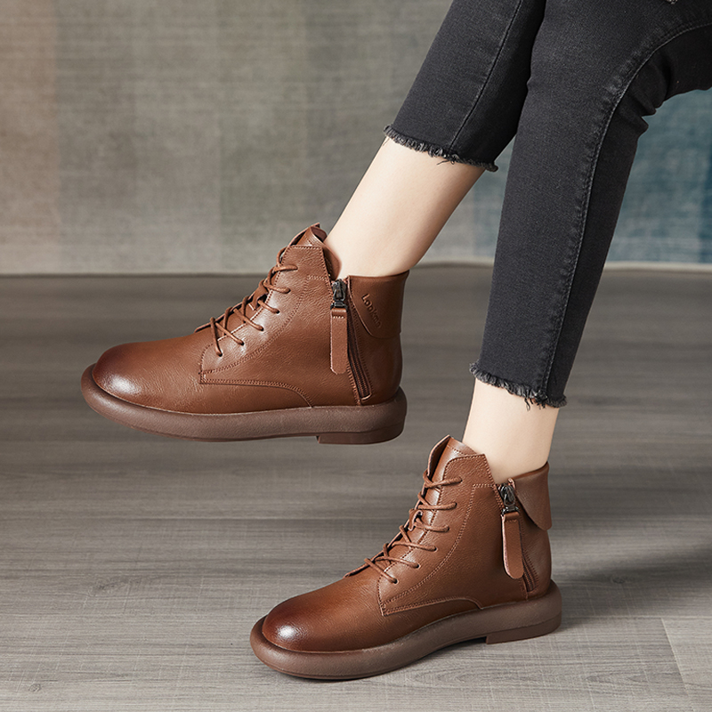 Comfort Leather Soft Sole Zipper Boots