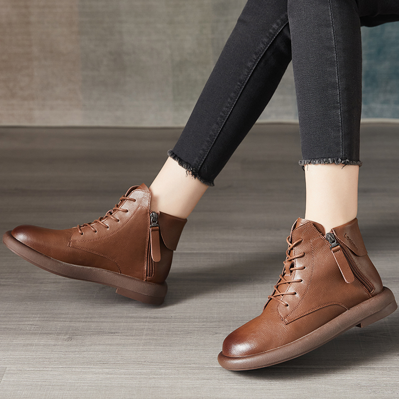 Comfort Leather Soft Sole Zipper Boots