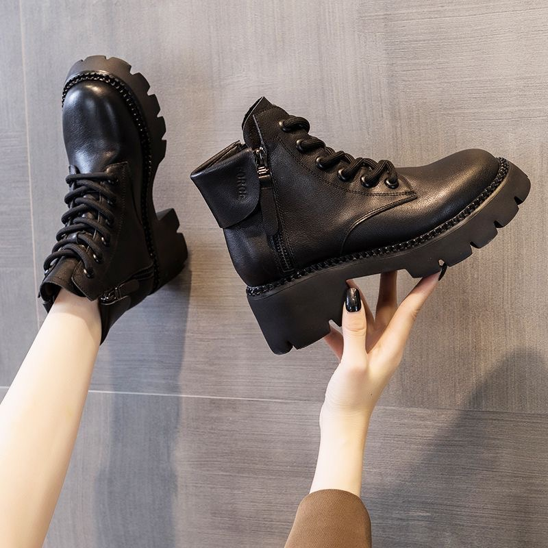 Versatile thick-soled orthopedic leather boots