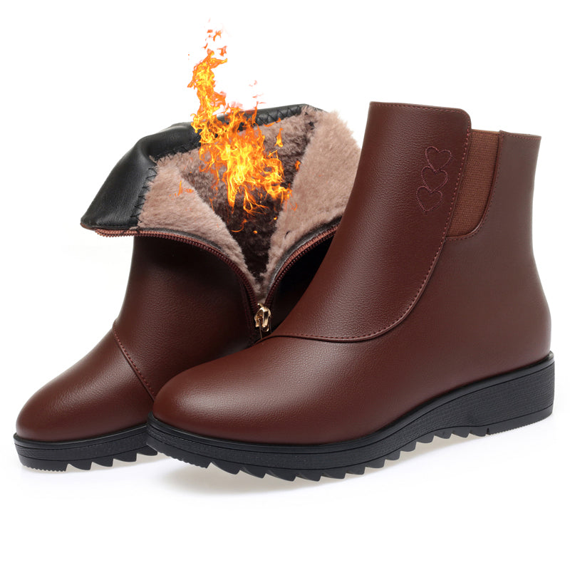 Pure leather cashmere waterproof casual shoes