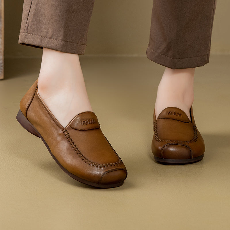 Retro soft leather orthopedic casual shoes