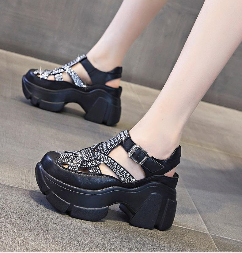 New platform sequined orthopedic sandals