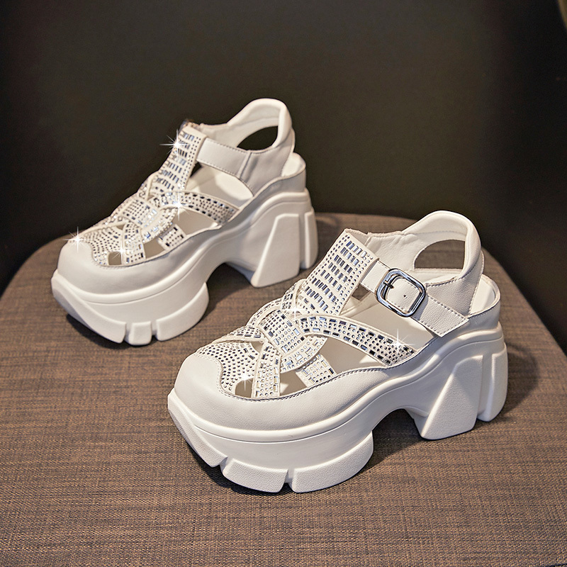 New platform sequined orthopedic sandals