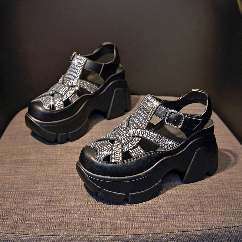 New platform sequined orthopedic sandals