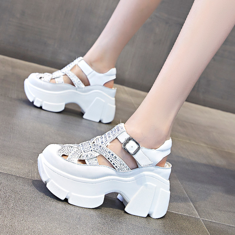 New platform sequined orthopedic sandals