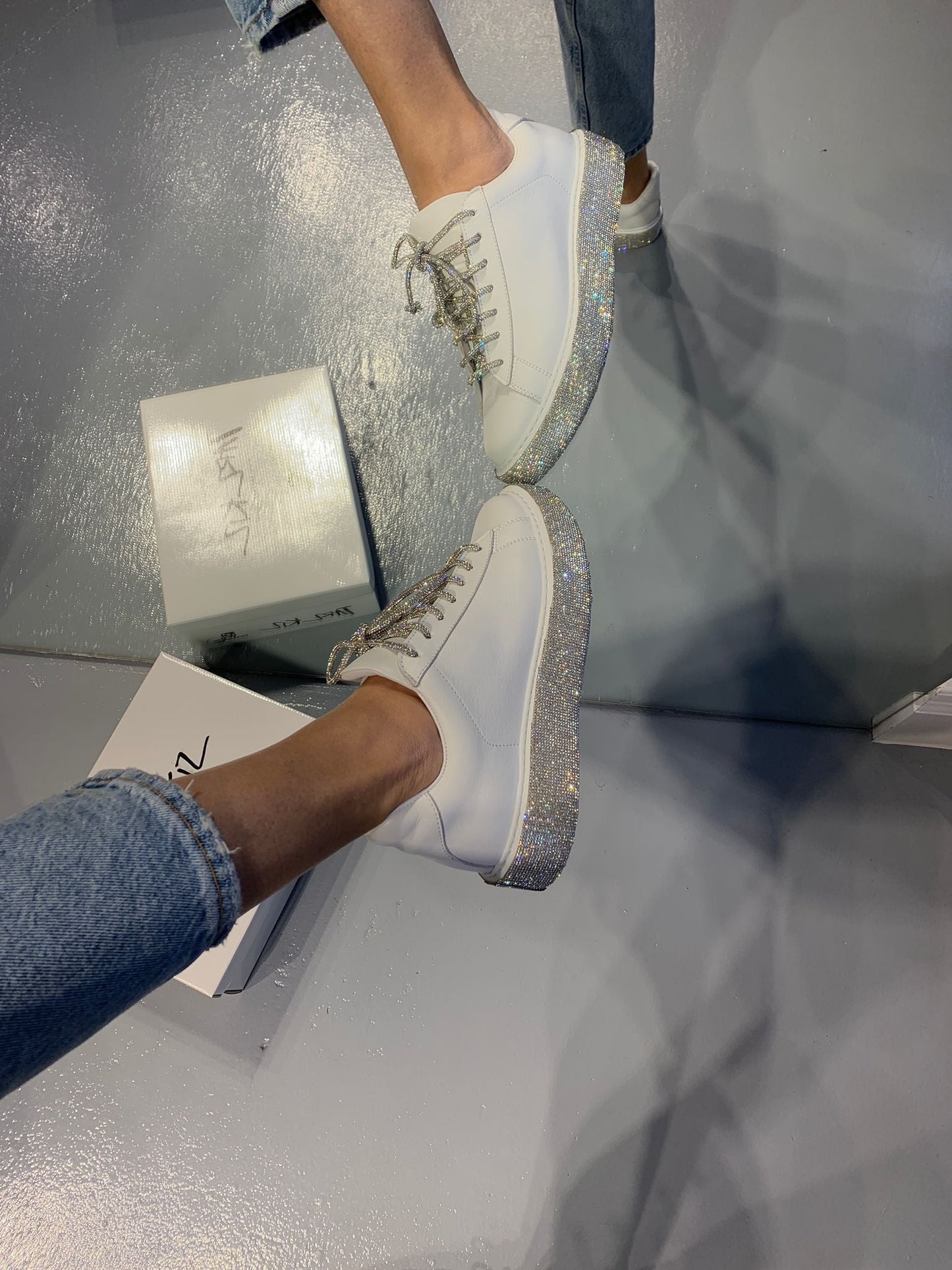 Silver sparkly sole casual shoes